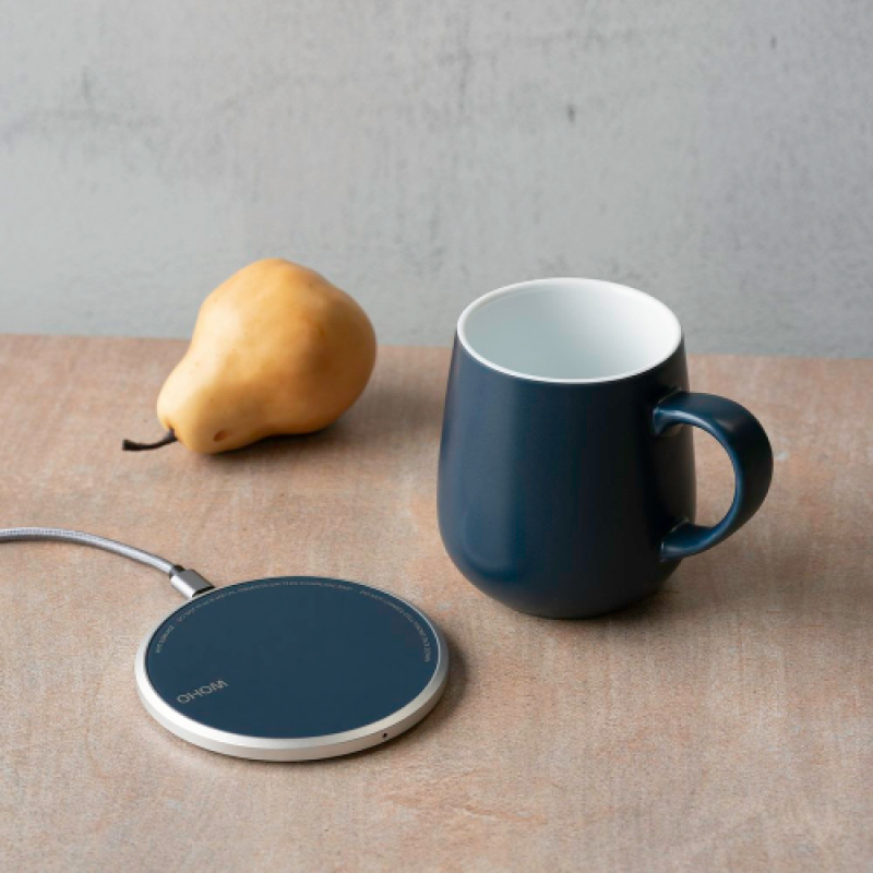 ohom ui blue mug with dual-purpose charging bad